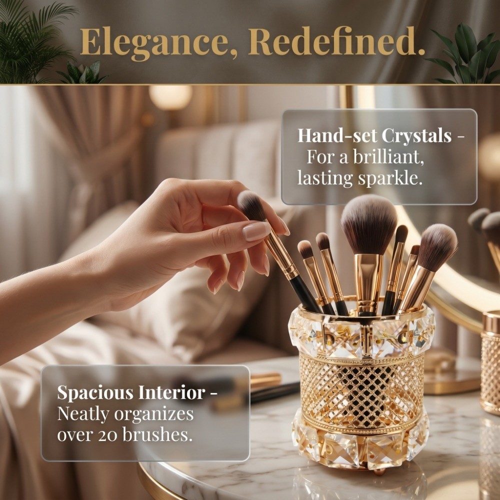 Luxury Skincare And Makeup Brands - Boîte de rangement dorée pour pinceaux